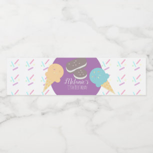 Étiquette Pour Bouteilles D'eau Crème glacée moderne arrose Confetti Anniversaire