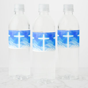 Étiquette Pour Bouteilles D'eau Croix de lumière Jésus-Christ chrétien personna