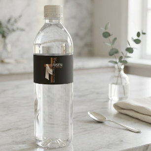 Étiquette Pour Bouteilles D'eau Croix de Pâques vintage personnalisée Il est ressu