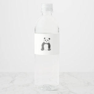 Étiquette Pour Bouteilles D'eau Croquis de panda en noir et blanc