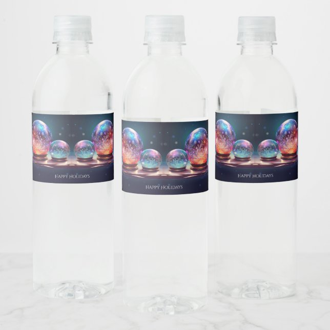Étiquette Pour Bouteilles D'eau Crystal Snowballs Holiday Water Bottle Label (Bouteilles)