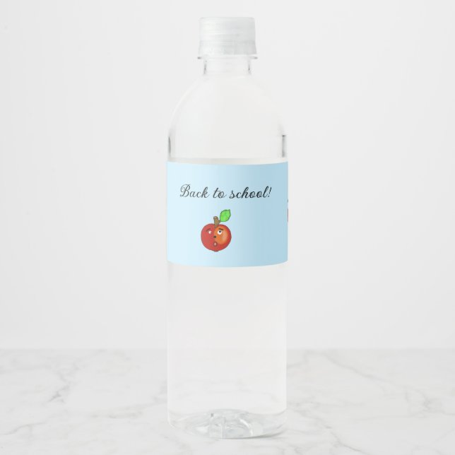 Étiquette Pour Bouteilles D'eau Cute Apple de retour à l'école (Devant)