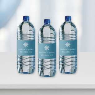 Étiquette Pour Bouteilles D'eau Cute Bleu Blanc Fondu de glace Quinceanera