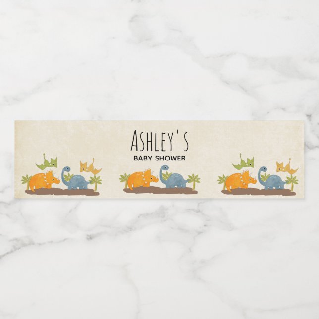 Étiquette Pour Bouteilles D'eau Cute Dinosaures Baby shower faunique préhistorique (Étiquettes simples)