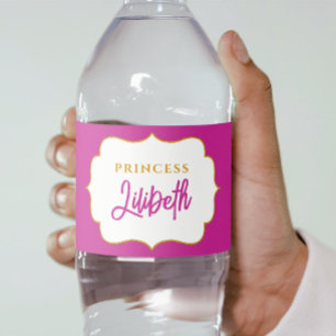 Étiquette Pour Bouteilles D'eau Cute Elegant Princess Girl Gold Vintage Nom de la