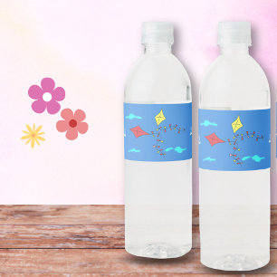 Étiquette Pour Bouteilles D'eau Cute Kites Red Yellow Nom Anniversaire de enfant P