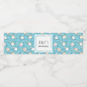Étiquette Pour Bouteilles D'eau Cute Kitty Chat Motif Whimsical Anniversaire