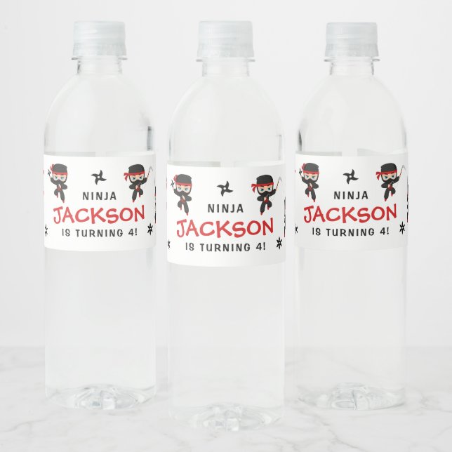 Étiquette Pour Bouteilles D'eau Cute Ninja Karate Samurai Birhtday Boy (Bouteilles)