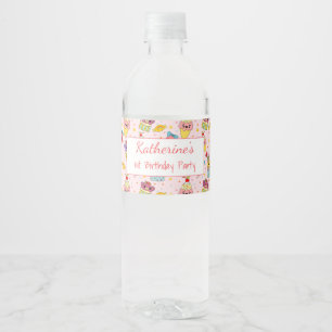 Étiquette Pour Bouteilles D'eau Cute Rose Kawaii Sweets Bonne 1ère fête d'annivers