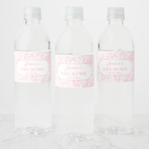 Étiquette Pour Bouteilles D'eau Cute Safari Toile de Jouy Fille Baby shower Favori