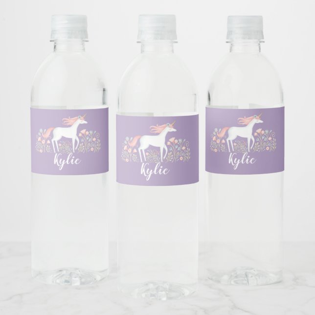 Étiquette Pour Bouteilles D'eau Cute Unicorn (Bouteilles)