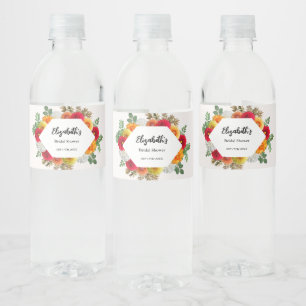 Étiquette Pour Bouteilles D'eau Dahlia d'automne Floral Mariage Tomber Bridal Show
