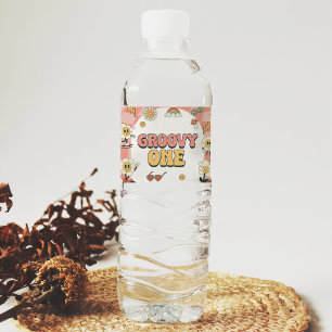 Étiquette Pour Bouteilles D'eau Daisy & Retro Van Pink Super 1er anniversaire