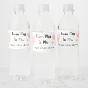 Étiquette Pour Bouteilles D'eau De Mlle à Mme Fête des mariées noire et blanche