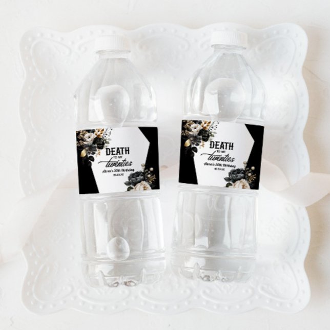 Étiquette Pour Bouteilles D'eau Décès à mes vingt Floral 30e Anniversaire (Créateur téléchargé)