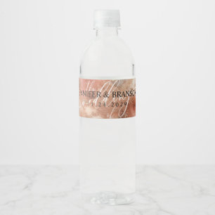 Étiquette Pour Bouteilles D'eau Décoration de mariage tons terre RoseGold aquarell