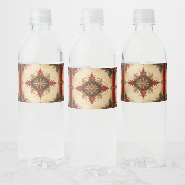 Étiquette Pour Bouteilles D'eau Décoration de vacances rouge (Bouteilles)