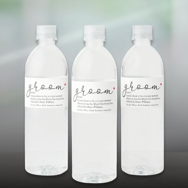 Étiquette Pour Bouteilles D'eau Définition de la chambre, Bachelor Party, Mariage (Groom Definition Stag Bachelor PartyWedding Water Bottle Label)