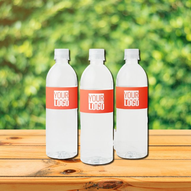 Étiquette Pour Bouteilles D'eau dégradé orange ajouter un logo (Créateur téléchargé)