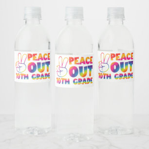Étiquette Pour Bouteilles D'eau Dernier jour de la terminale tie-dye, à bientôt di