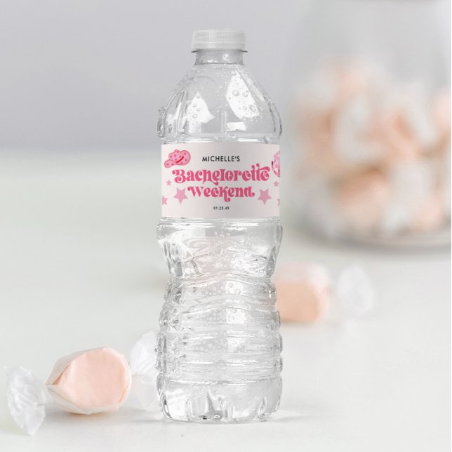 Étiquette Pour Bouteilles D'eau Dernière Fête de Bachelorette de Rodéo de Disco (Water Bottle Label)