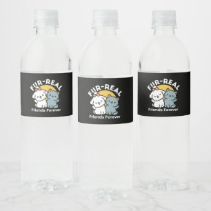 Étiquette Pour Bouteilles D'eau Des amis vrais pour toujours Cute Cat & Chien Du