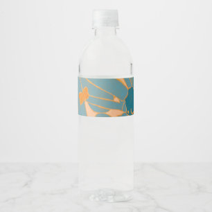Étiquette Pour Bouteilles D'eau Design de feuille contemporain en pêche