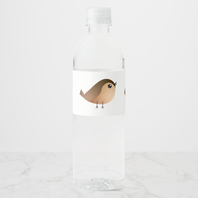 Étiquette Pour Bouteilles D'eau Dessin animé d'oiseau moineau (Devant)