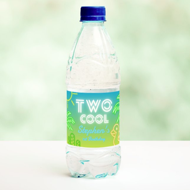 Étiquette Pour Bouteilles D'eau Deux Cool 2e anniversaire (Two Cool 2nd Birthday Water Bottle Label)