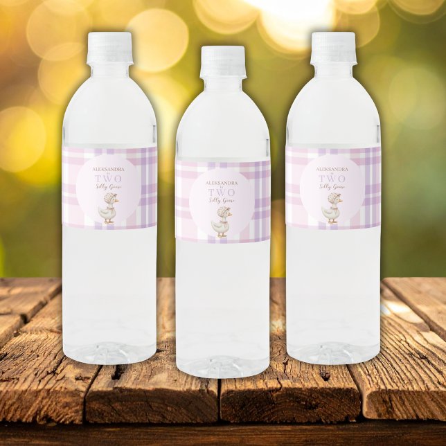 Étiquette Pour Bouteilles D'eau Deux sots Goose Girl 2e fête d'anniversaire vous (Créateur téléchargé)
