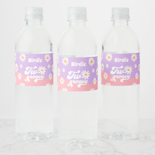 Étiquette Pour Bouteilles D'eau Deux Super fête de 2ème anniversaire Retro Daisy P