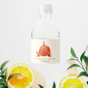 Étiquette Pour Bouteilles D'eau Dîner Friendsgiving Aquarelle Citrouille Orange