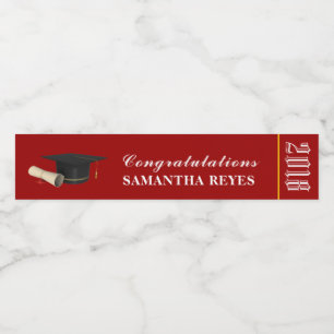 Étiquette Pour Bouteilles D'eau Diplôme Cardinal Gold et Blanc/Couleurs Personnali