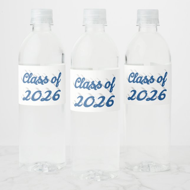 Étiquette Pour Bouteilles D'eau Diplômé de la promotion 2026 écriture bleue  (Bouteilles)