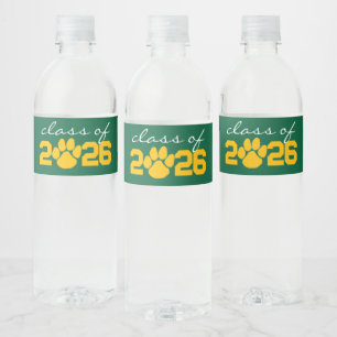 Étiquette Pour Bouteilles D'eau Diplôme Empreinte de Patte Vert et Or