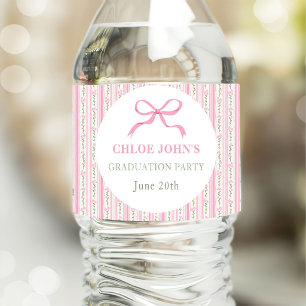 Étiquette Pour Bouteilles D'eau Diplôme Floral Ruban Rose