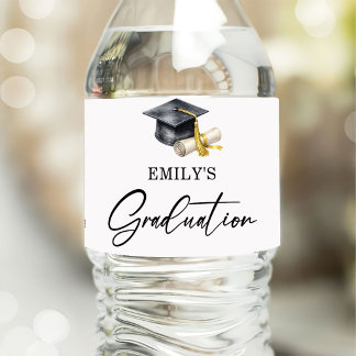 Étiquette Pour Bouteilles D'eau Diplôme Minimaliste Élégant Minimaliste