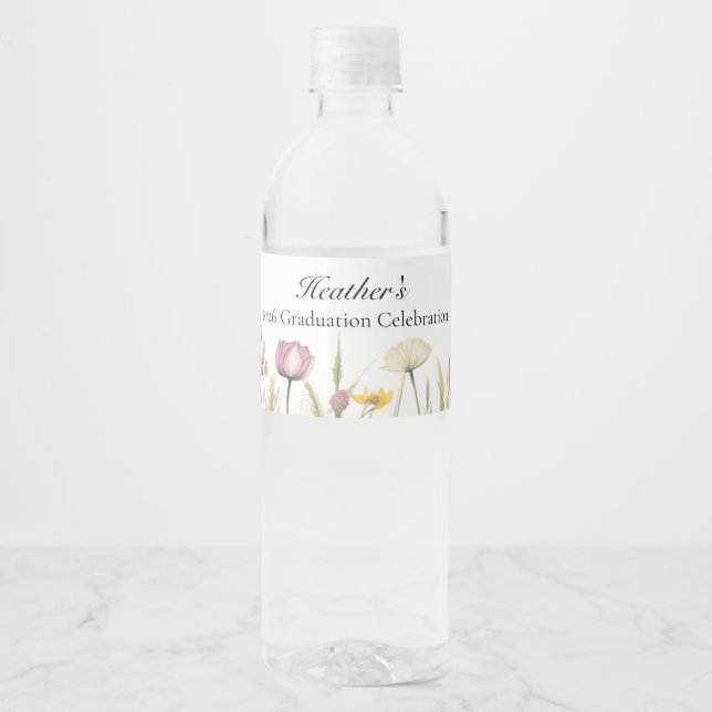 Étiquette Pour Bouteilles D'eau Diplômée Fleur Sauvage (Devant)