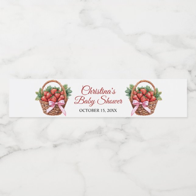 Étiquette Pour Bouteilles D'eau Douce Baby Shower aux Fraises (Étiquettes simples)