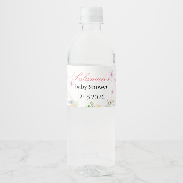 Étiquette Pour Bouteilles D'eau Douce Fête de Bébé Oiseaux d'Amour Teddy (Devant)