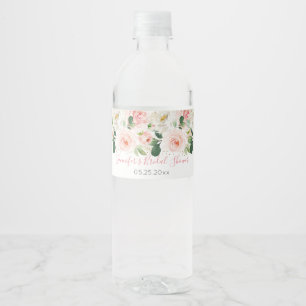 Étiquette Pour Bouteilles D'eau Douce Mariée Fleurie Rose Gold