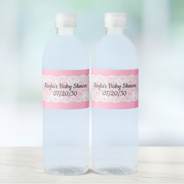 Étiquette Pour Bouteilles D'eau Douche rose (Créateur téléchargé)