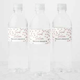 Étiquette Pour Bouteilles D'eau Doux 16 Confetti d'or Rose d'anniversaire