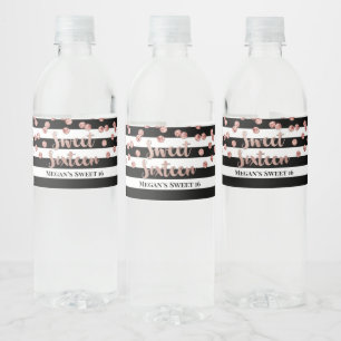 Étiquette Pour Bouteilles D'eau Doux 16 Roses d'anniversaire Confetti Gold Stripes