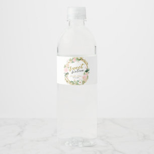 Étiquette Pour Bouteilles D'eau Douze ans charmants Fleur de pêcher Papillon rose