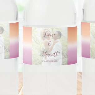 Étiquette Pour Bouteilles D'eau Drapeau de fierté au dégradé de photo de mariage l