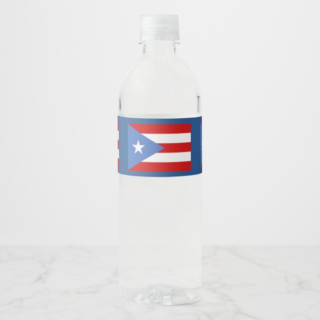 Étiquette Pour Bouteilles D'eau Drapeau de Porto Rico (Devant)