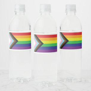 Étiquette Pour Bouteilles D'eau Drapeau progressiste LGBTQIA