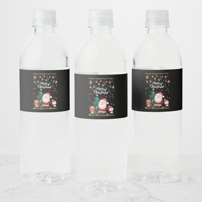 Étiquette Pour Bouteilles D'eau Drôle Père Noël, Snowman, Reindeer Joyeux Noël (Bouteilles)