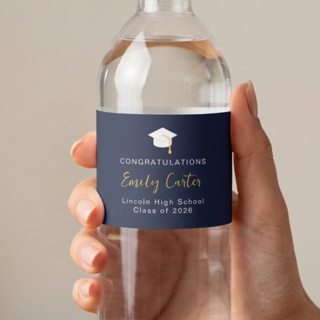 Étiquette Pour Bouteilles D'eau Editable Graduation Water Bottle Food Drink Labels (Créateur téléchargé)